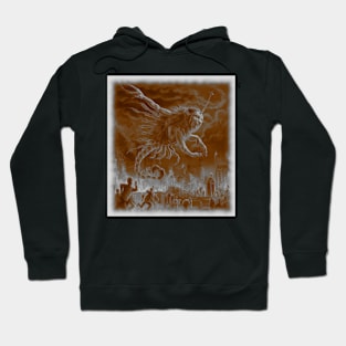 locust with lions head over burning city Hoodie